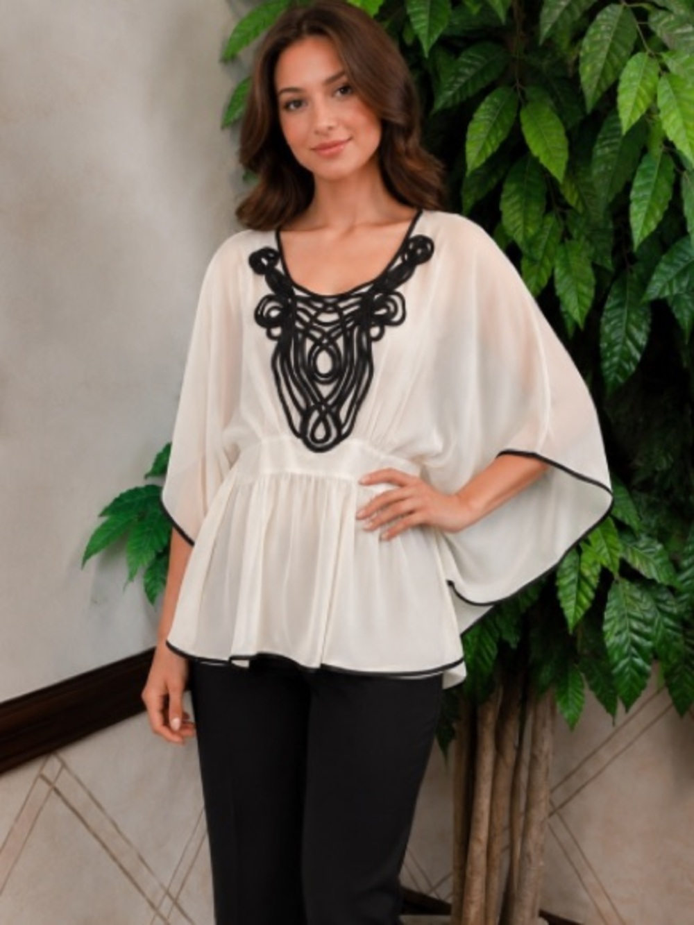 THE LIMITED SOUTACHE BATWING TOP